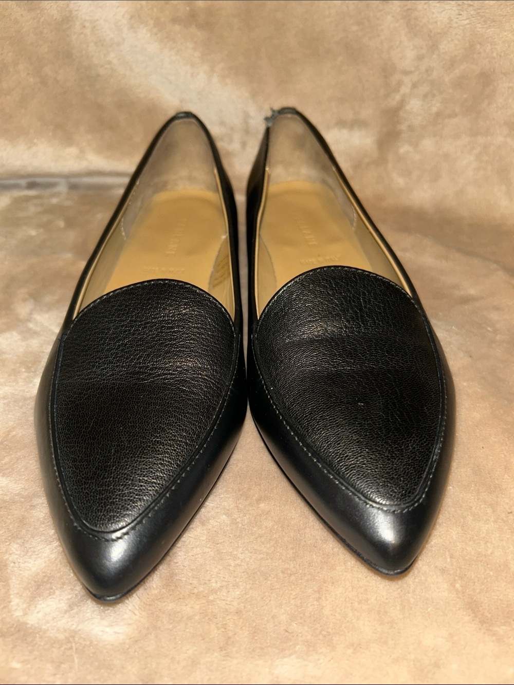 Everlane The Modern Pointed Classic Black Leather Flats 7.5 Business Smart - Picture 3 of 12